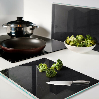 Glass kitchen board Black marble texture