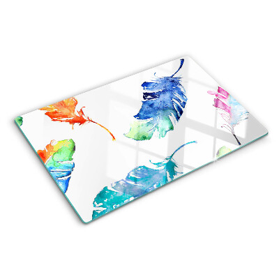 Cutting board Feathers in watercolor