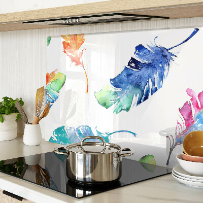 Cutting board Feathers in watercolor