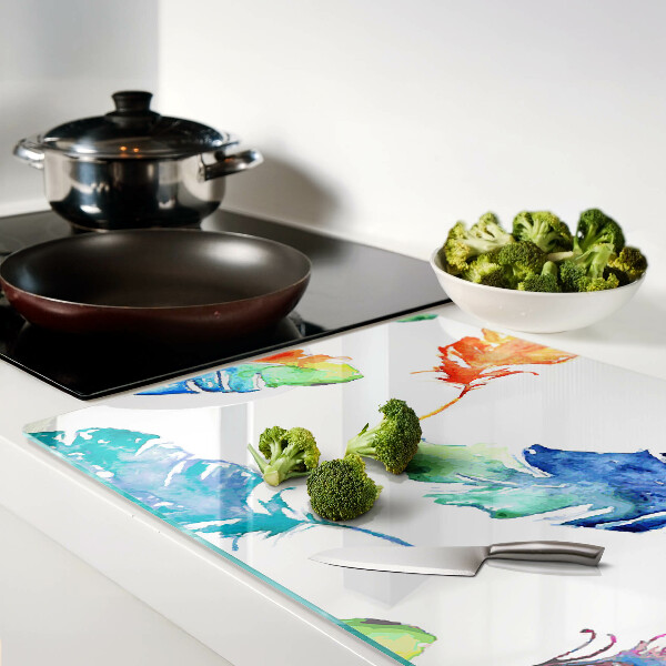 Cutting board Feathers in watercolor