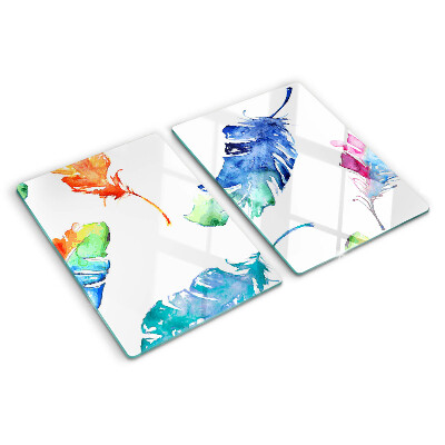 Cutting board Feathers in watercolor