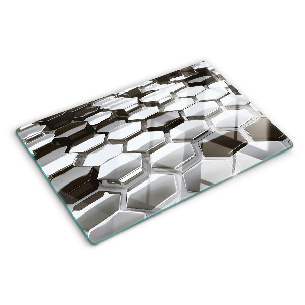 Glass chopping board Hexagonal structures in shades of gray