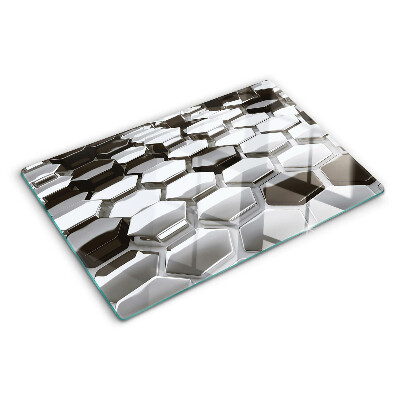 Glass chopping board Hexagonal structures in shades of gray