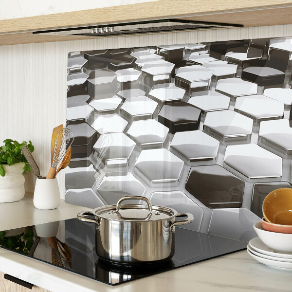 Glass chopping board Hexagonal structures in shades of gray