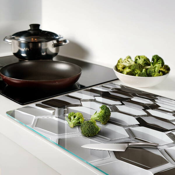 Glass chopping board Hexagonal structures in shades of gray