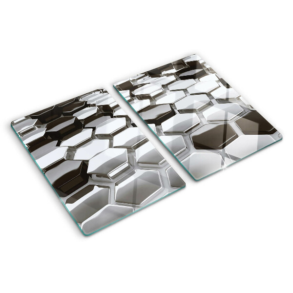 Glass chopping board Hexagonal structures in shades of gray
