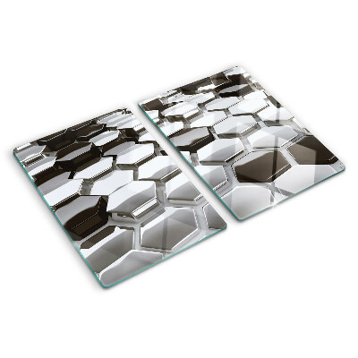 Glass chopping board Hexagonal structures in shades of gray