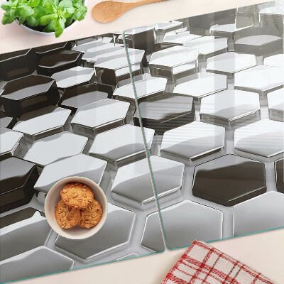 Glass chopping board Hexagonal structures in shades of gray