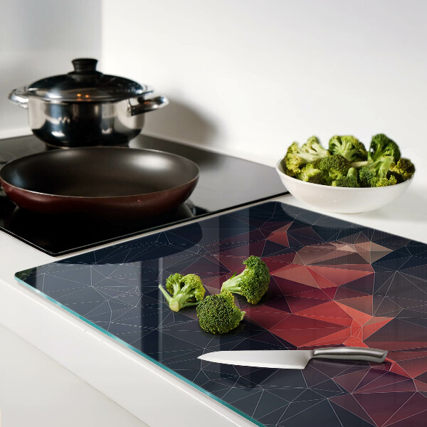 Glass kitchen board Abstract geometry in shades of red