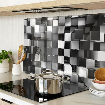 Chopping board glass Checkerboard motif in shades of black and white