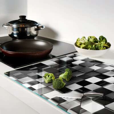Chopping board glass Checkerboard motif in shades of black and white