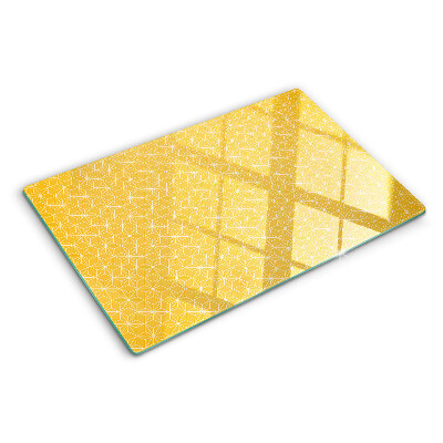 Glass chopping board Flower of life on a yellow background