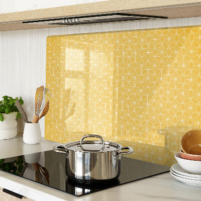 Glass chopping board Flower of life on a yellow background