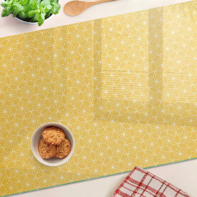 Glass chopping board Flower of life on a yellow background