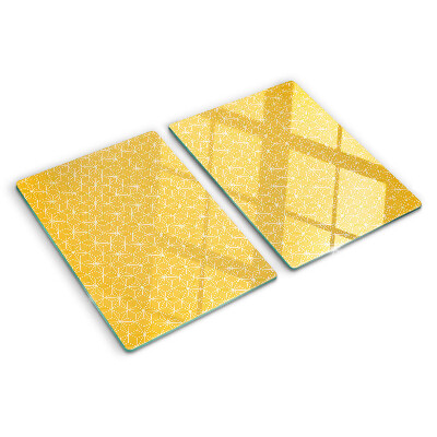 Glass chopping board Flower of life on a yellow background