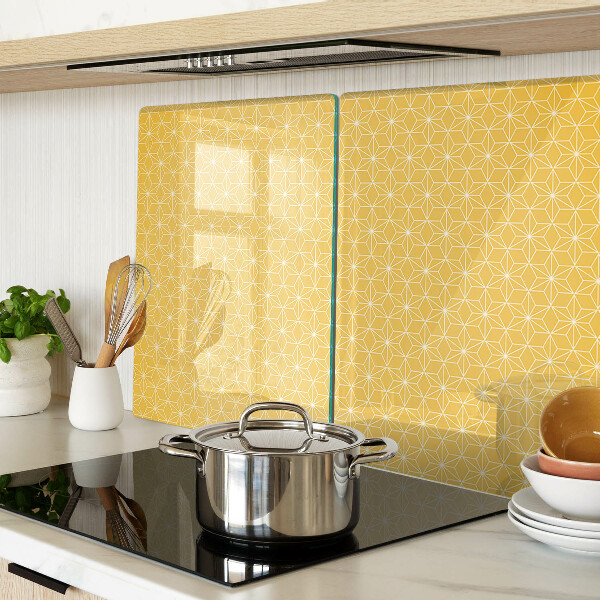 Glass chopping board Flower of life on a yellow background