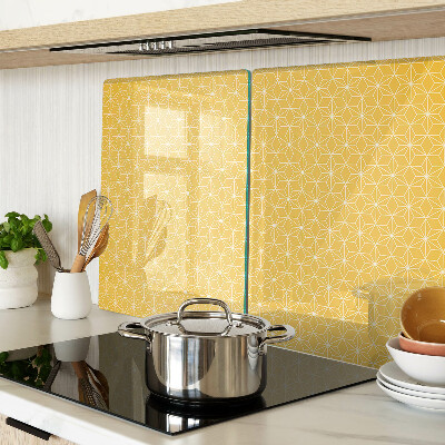 Glass chopping board Flower of life on a yellow background