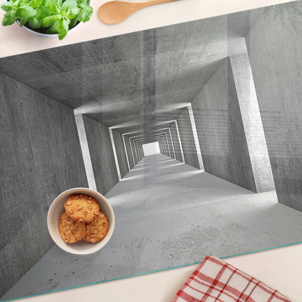 Chopping board glass Architectural tunnel in shades of gray