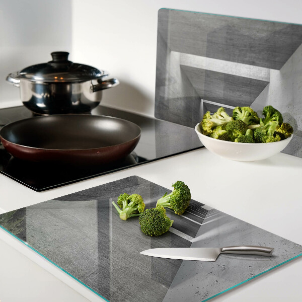 Chopping board glass Architectural tunnel in shades of gray