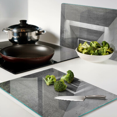 Chopping board glass Architectural tunnel in shades of gray