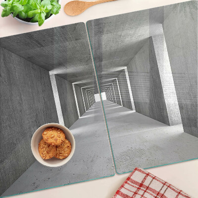 Chopping board glass Architectural tunnel in shades of gray