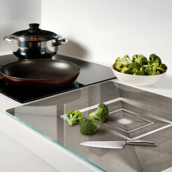 Glass chopping board Geometric interior with depth effect