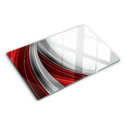 Cutting board Abstract waves in red and gray