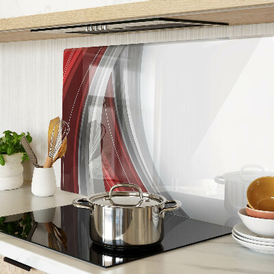 Cutting board Abstract waves in red and gray