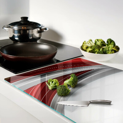 Cutting board Abstract waves in red and gray