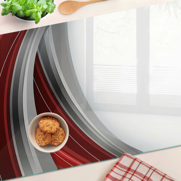 Cutting board Abstract waves in red and gray