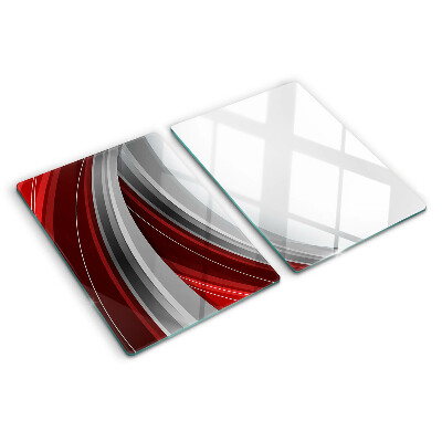 Cutting board Abstract waves in red and gray