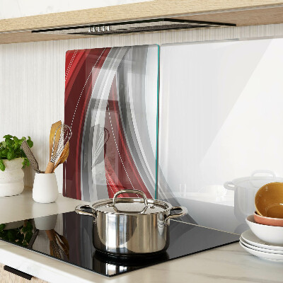 Cutting board Abstract waves in red and gray