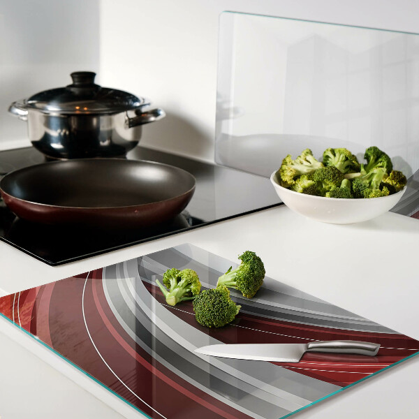 Cutting board Abstract waves in red and gray