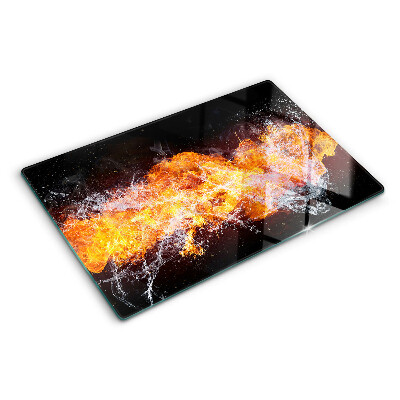 Glass cutting board Fire and water