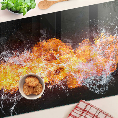 Glass cutting board Fire and water
