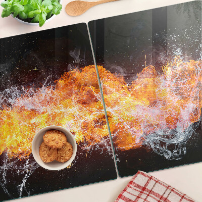 Glass cutting board Fire and water