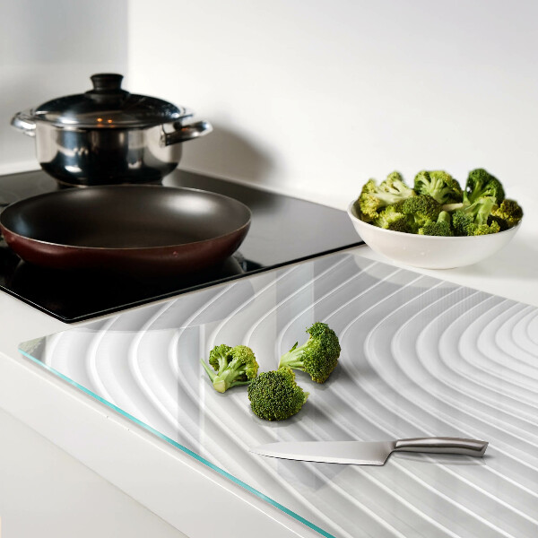 Chopping board glass Waves and lines in shades of gray
