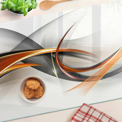 Glass chopping board Abstract waves in shades of gold
