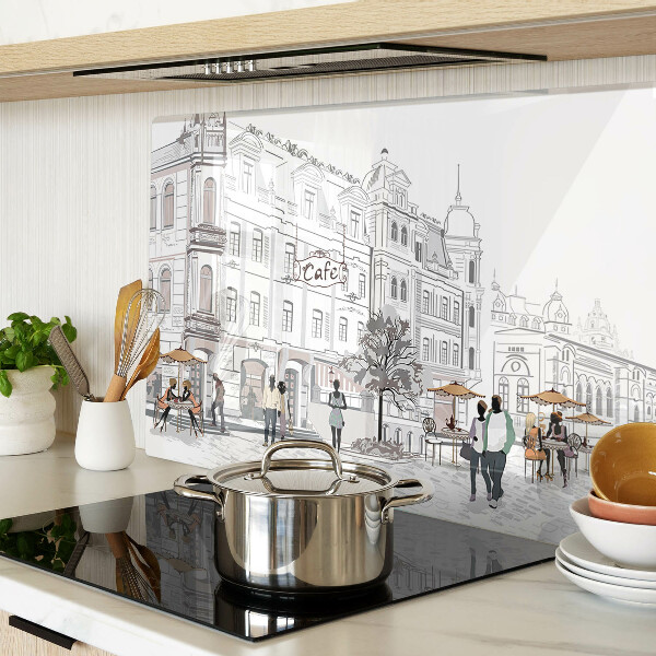 Chopping board glass Cafe Scenery in the City