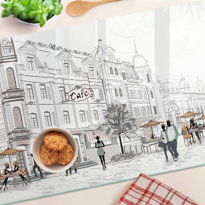 Chopping board glass Cafe Scenery in the City