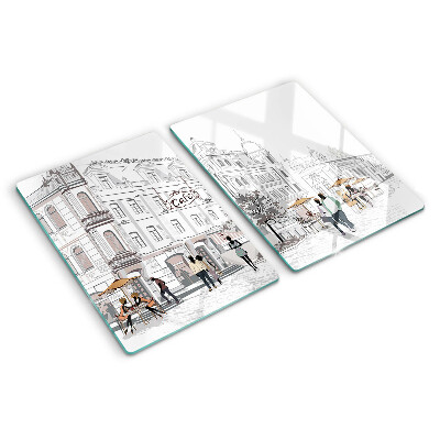 Chopping board glass Cafe Scenery in the City