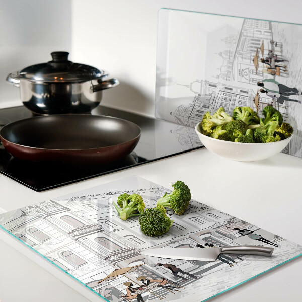 Chopping board glass Cafe Scenery in the City
