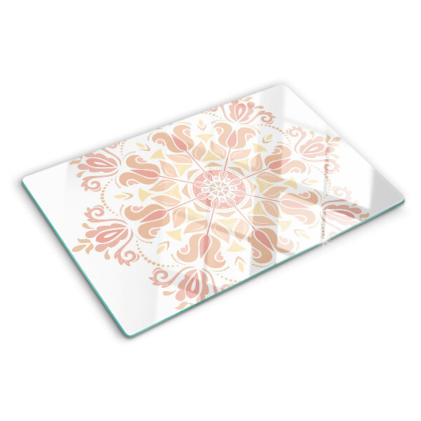 Glass chopping board Mandala in shades of pink