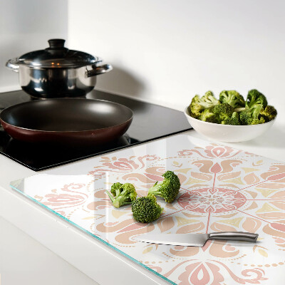 Glass chopping board Mandala in shades of pink