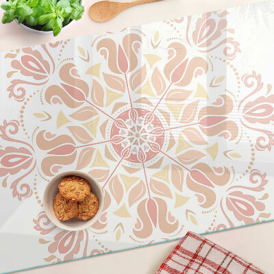 Glass chopping board Mandala in shades of pink
