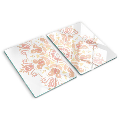 Glass chopping board Mandala in shades of pink
