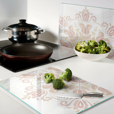 Glass chopping board Mandala in shades of pink