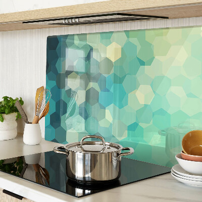 Glass kitchen board Geometric hexagons in shades of blue