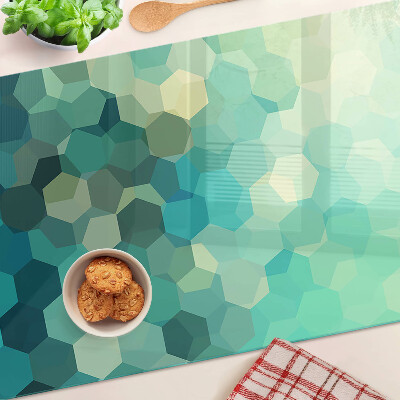 Glass kitchen board Geometric hexagons in shades of blue