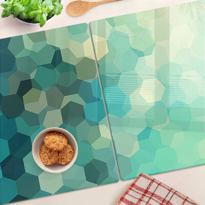 Glass kitchen board Geometric hexagons in shades of blue